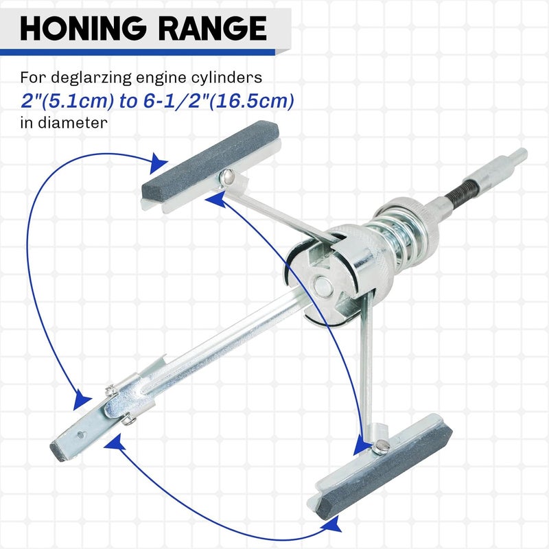 weyleity Engine Cylinder Hone Tool | 2" to 6-1/2" Diameter Adjustable Deglazer with Extra 3PCS Stones 220 Grit Engine Cylinder Hone Adjustable Deglaze Set for Grinding Holes (3") - Image 2